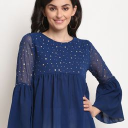 La Zoire Navy Blue Georgette Top-image-16