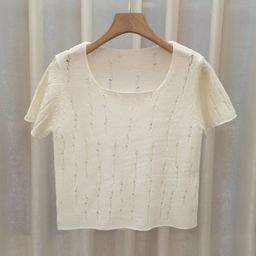 StyleCast White Self Design Square Neck Top-26