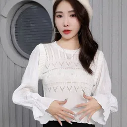 StyleCast Girls White Self Design Long Sleeves Top-36