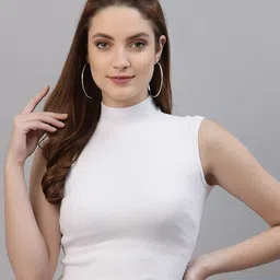 Friskers White Fitted Crop Top-3