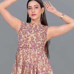 FASHION DREAM Cream-Coloured Floral Print Georgette Top-image-78