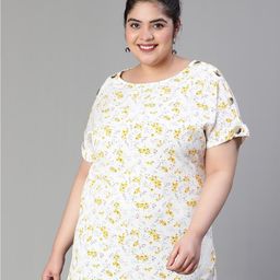 Oxolloxo Plus Size Floral Printed Button Detail Tunic-picture-20