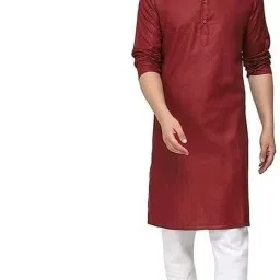 Men Solid Cotton Blend A-line Kurta-image-87