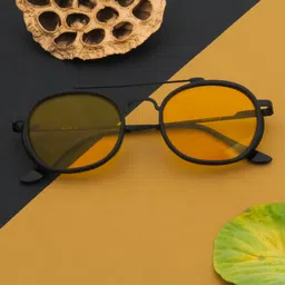 Ted Smith Unisex Black-Yellow Aviator Sunglasses With UV Protected Lens-11