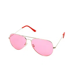 Roadies Unisex Pink Lens & Silver Aviator Sunglasses with UV Protected Lens RD-201-C12-16