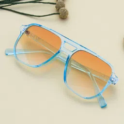 Ted Smith Unisex Brown Lens & Blue Aviator Sunglasses with UV Protected Lens-40