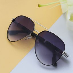 Ted Smith Unisex Grey Lens & Black Aviator Sunglasses with UV Protected Lens-image-49