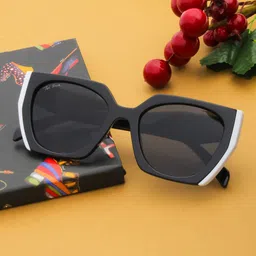 Ted Smith Unisex Black Lens & Black Square Sunglasses with UV Protected Lens-31