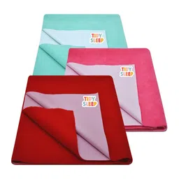 TIDY SLEEP Kids Set Of 3 Solid Cotton Water-Proof Dry Sheet-18