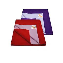 TIDY SLEEP Kids Set Of 2 Red & Violet Water Proof Mattress Protector-17