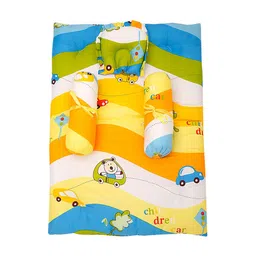 Baby Moo Multicolour Mattress Set With Neck Pillow and Bolsters-71