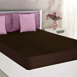 GADDA CO Coffee Brown Terry Fitted Breathable Mattress Protector-29