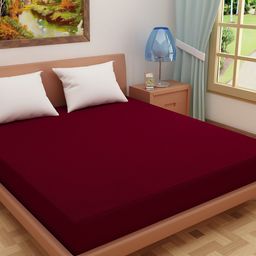 DREAM CARE Maroon Solid King Size Bed Waterproof Mattress Protector-26