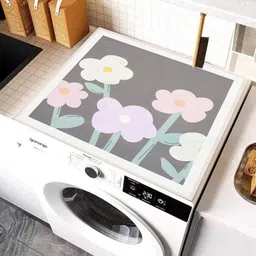 HomeCloud Brown & Pink Printed Non-Slip Washing Machine Top Protector Mat-26