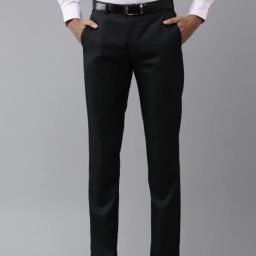 Men Regular Fit Dark Blue Polyester Trousers-image-36