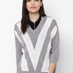 Allen Solly Woman Grey & White Geometric Printed Pullover-image-62