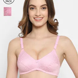 Floret Pack of 2 Pink & Purple Floral T-shirt Bras-image-34
