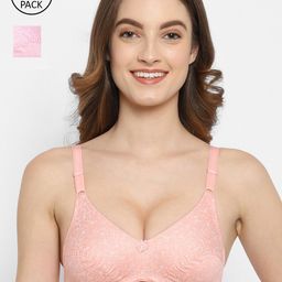 Floret Pack of2 Orange & White Floral Non Wired Medium Coverage  T-shirt Bra-picture-15