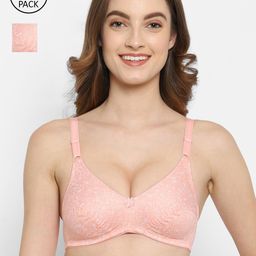 Floret Pack of 2 Pink & White Floral T-shirt Bras-image-25