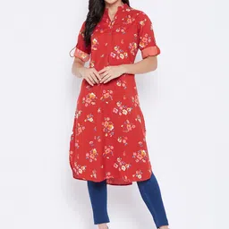 Ruhaans Women Rust Floral Printed Tunic-image-63