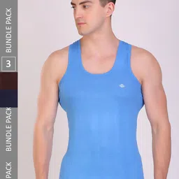 T.T. Men Pack Of 3 Titanic Pure Cotton Sleeveless Innerwear Vests-image-44