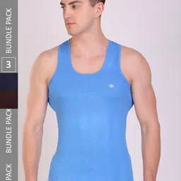 T.T. Men Titanic Dyed Pure Cotton Assorted Pack Of 3 Innerwear Vests-image-76