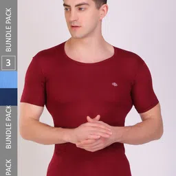 T.T. Pack Of 3 Titanic Dyed Pure Cotton Assorted Vests-image-75