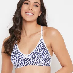 Clovia White & Blue Printed Non Padded Everyday Bra BR1478W1832B-White, Navy Blue-picture-15