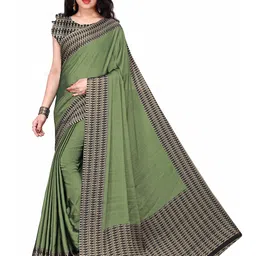 KALINI Green & Beige Printed Border Saree-picture-28