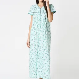 AV2 Sea Green Printed Pure Cotton Maxi Nightdress-picture-44
