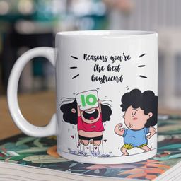 Oye Happy White & Black Printed Ceramic Glossy Cups and Mugs-13