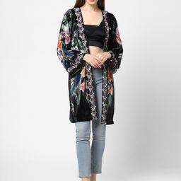 Cloth Haus India Women Black & Green Floral Printed Shrug-53