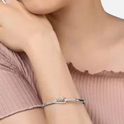 AMI Women Silver-Toned & White Brass Cubic Zirconia Silver-Plated Armlet Bracelet-19