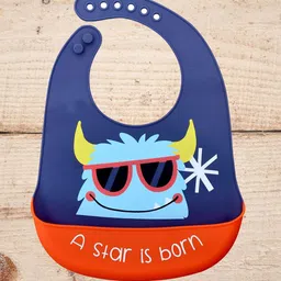 The Little Lookers Infant Kids Navy Blue & Orange Printed Bib-57
