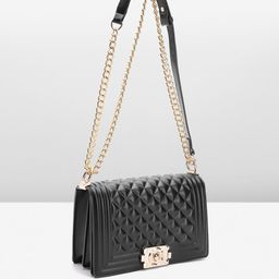 Lino Perros Geometric Textured Structured Shoulder Bag with Quilted Detail image 2