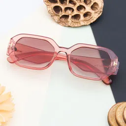Ted Smith Unisex Brown Lens & Pink Oval Sunglasses with UV Protected Lens RAPPER_C8-Brown-43