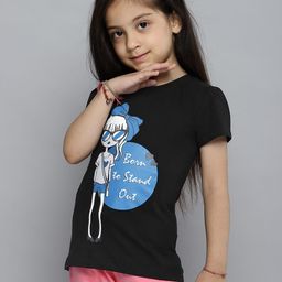 YK Girls Black & Blue Printed Top-image-60