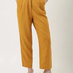 Marks & Spencer Women Tapered Fit High-Rise Pleated Parallel Trouser-image-69