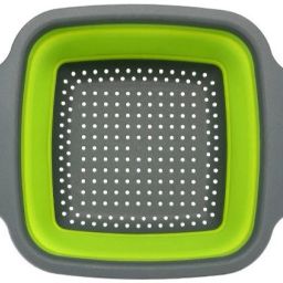 Square Folding Colander Washing Drain Basket Silicone Filter Baskets Washing Up Bowl Collapsible Colander Washing Up Bowl Silicone Strainer Filter Basket Size:24 cm Green Silicone Fruit & Vegetable Basket-image-14