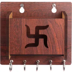 Casewilla Wooden Mobile Holder Stand With 5 Hooks for keys and Accessories,Phone Charging Mobile Holder-20