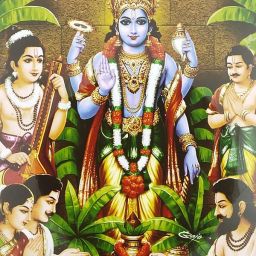Satyanarayana swamy artprint with wooden frame (8 Inch x 12 Inch ) Digital Reprint 14 inch x 10 inch Painting-image-47