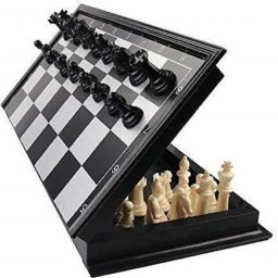 Magnetic Educational Toys Travel Chess Set with Folding Board Carrom Board Game-image-6