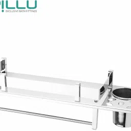 Stainless Steel 3 in 1 Multipurpose Bathroom Shelf (Stainless Steel Pack of 1) SILVER Towel Holder-picture-15