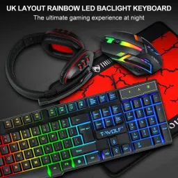 SANNO WORLD Twolf TF800 RGB 4-pcs Gaming Keyboard/Mouse/Headphone/Mouse Pad Kit wired Set Combo Set image 2