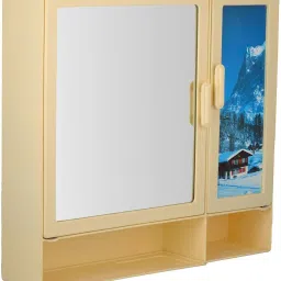ABS Unbreakable Z-BF 106 Bathroom Mirror-Scenery Double Door Cabinet With Storage Chest / Shelves & Outside Special Compartment ,17"X4"X16" Plastic Wall Shelf-26