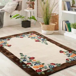 Buy Beige Wool And Art Silk Floral 5 x 7 Feet Hand Tufted Carpet by Joyrugs by littlelooms-picture-19