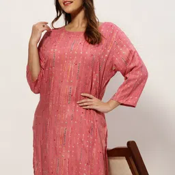 SHOWOFF Plus Ethnic Motif Printed Straight Kurta-image-38