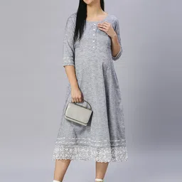 DUMMY SHAPE Gotta Patti Maternity Cotton Anarkali Kurta-image-55
