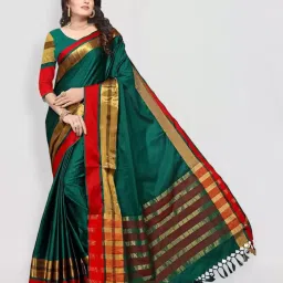 Solid/Plain Bollywood Cotton Blend Saree-image-9