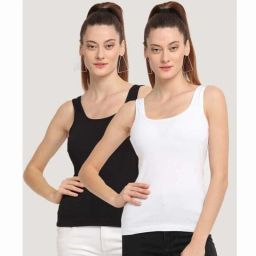Women Black, White Tank Top/Vest-image-7
